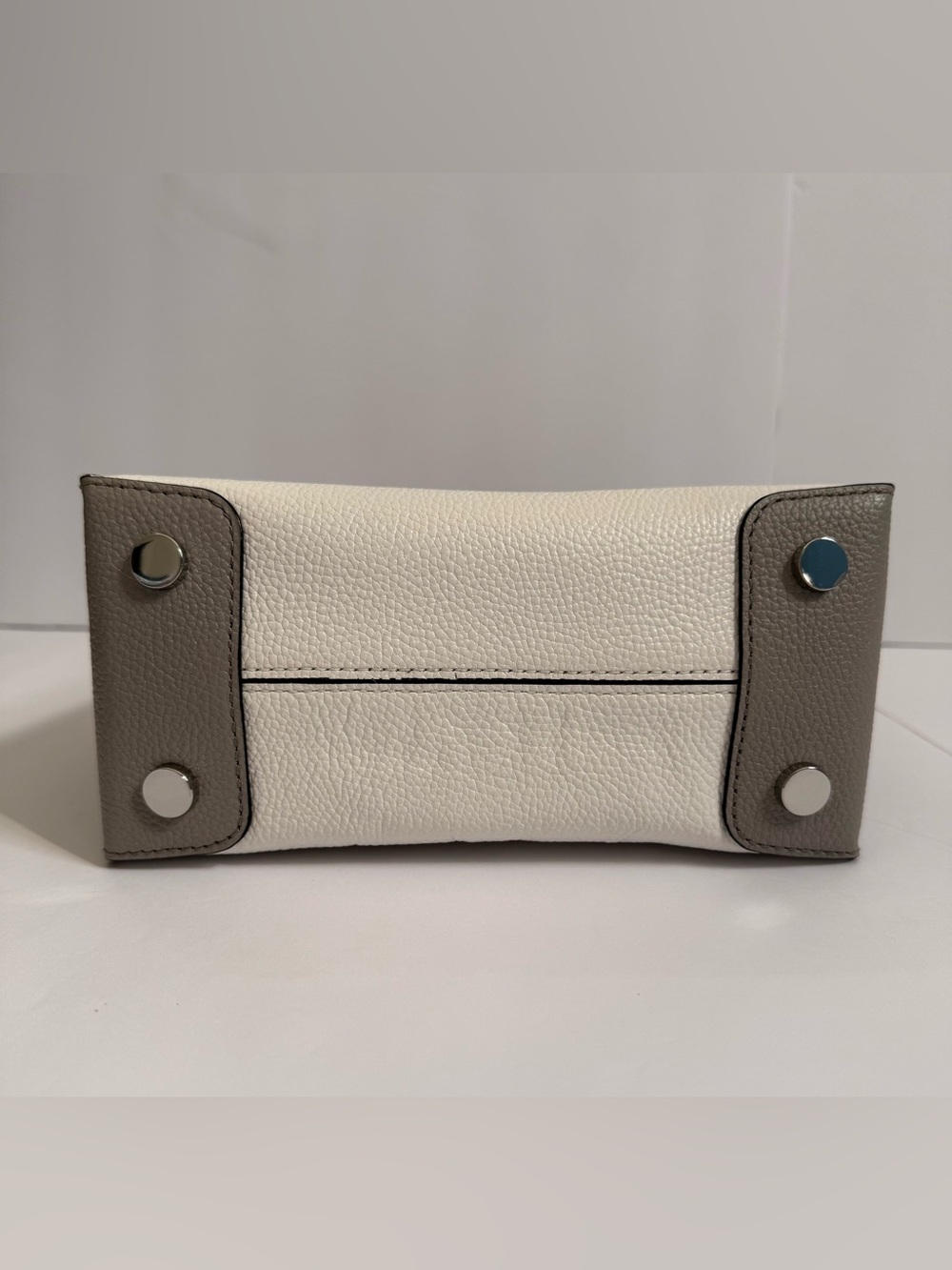 NWT Michael Kors Mercer Pebbled Leather Colorblock Satchel/Cross Body White Navy - Picture 3 of 13